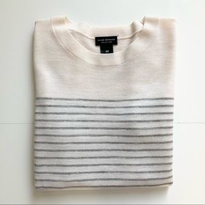 Club Monaco Silver Stripped Merino Wool Sweater